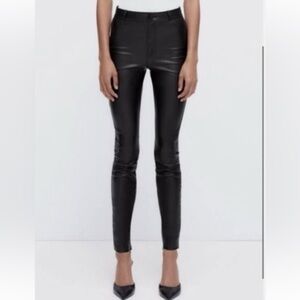 Zara Women's Black Faux Leather Skinny Pants